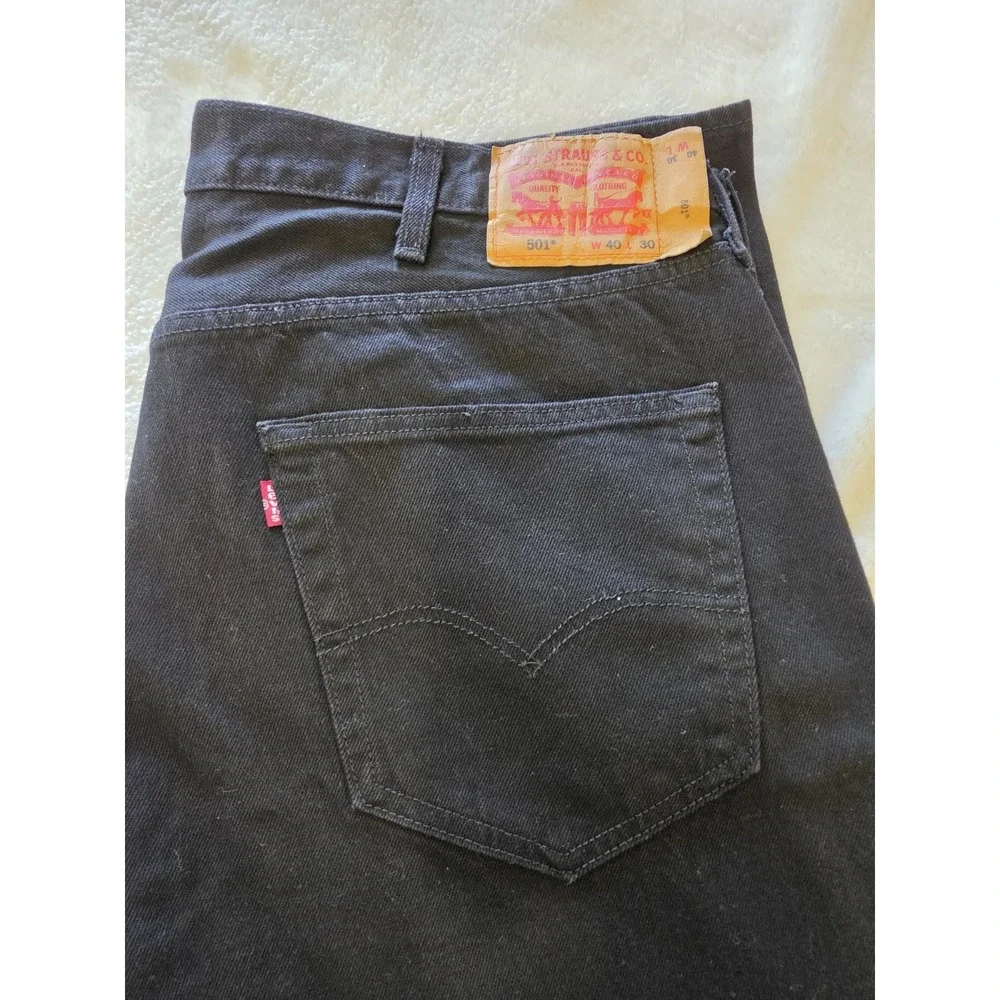 Levi's 501 Original Fit Jeans Mens 40x30 Black Straight Leg